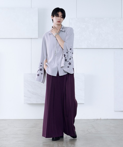 Ellno Loset(エルノロゼット)の「ボックスタックワイドパンツ/SETUP対応(スラックス・メンズ・ブラック/ブルーグレー/パープル・X-SMALL/SMALL/MEDIUM/LARGE)」の19枚目の写真