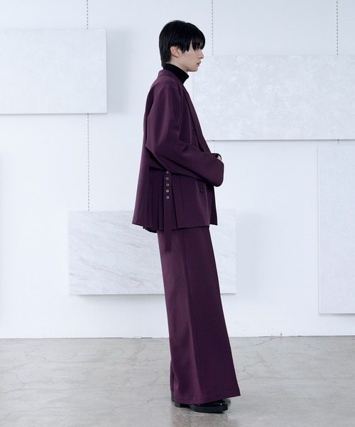 Ellno Loset(エルノロゼット)の「ボックスタックワイドパンツ/SETUP対応(スラックス・メンズ・ブラック/ブルーグレー/パープル・X-SMALL/SMALL/MEDIUM/LARGE)」の16枚目の写真