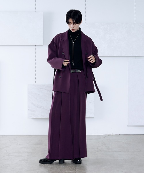 Ellno Loset(エルノロゼット)の「ボックスタックワイドパンツ/SETUP対応(スラックス・メンズ・ブラック/ブルーグレー/パープル・X-SMALL/SMALL/MEDIUM/LARGE)」の18枚目の写真
