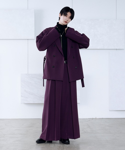 Ellno Loset(エルノロゼット)の「ボックスタックワイドパンツ/SETUP対応(スラックス・メンズ・ブラック/ブルーグレー/パープル・X-SMALL/SMALL/MEDIUM/LARGE)」の13枚目の写真