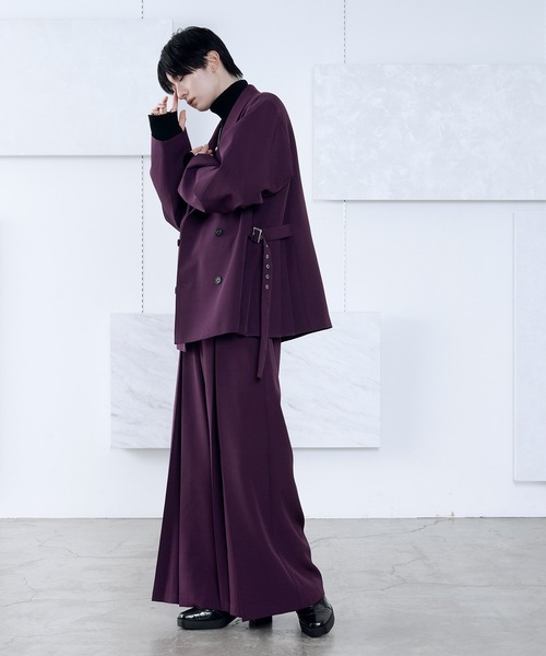 Ellno Loset(エルノロゼット)の「ボックスタックワイドパンツ/SETUP対応(スラックス・メンズ・ブラック/ブルーグレー/パープル・X-SMALL/SMALL/MEDIUM/LARGE)」の22枚目の写真