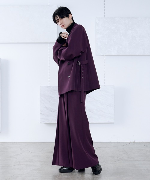 Ellno Loset(エルノロゼット)の「ボックスタックワイドパンツ/SETUP対応(スラックス・メンズ・ブラック/ブルーグレー/パープル・X-SMALL/SMALL/MEDIUM/LARGE)」の17枚目の写真