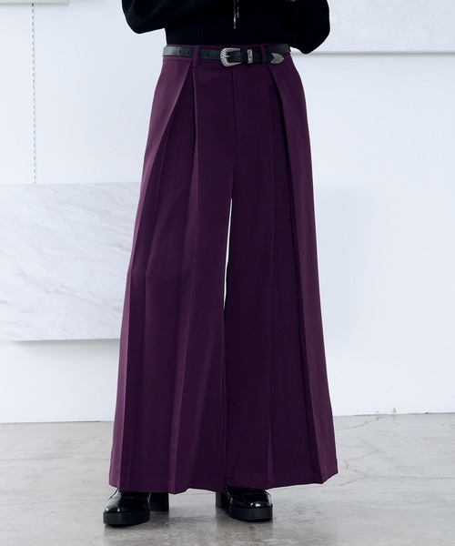 Ellno Loset(エルノロゼット)の「ボックスタックワイドパンツ/SETUP対応(スラックス・メンズ・ブラック/ブルーグレー/パープル・X-SMALL/SMALL/MEDIUM/LARGE)」の10枚目の写真
