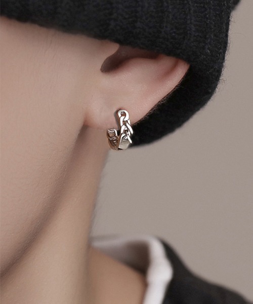 チェーンリングペアピアス/両耳用/ユニセックス(T3)（ピアス（両耳用