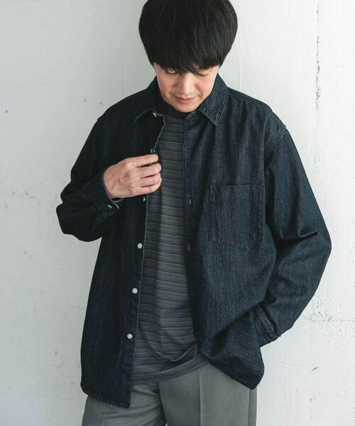 URBAN RESEARCH DOORS（アーバンリサーチドアーズ）の「デニムレギュラーカラーシャツ（シャツ/ブラウス・メンズ・ワンウォッシュ/ブルー系その他・LARGE/MEDIUM）」の3枚目の写真