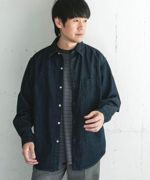 URBAN RESEARCH DOORS（アーバンリサーチドアーズ）の「デニムレギュラーカラーシャツ（シャツ/ブラウス・メンズ・ワンウォッシュ/ブルー系その他・LARGE/MEDIUM）」の4枚目の写真