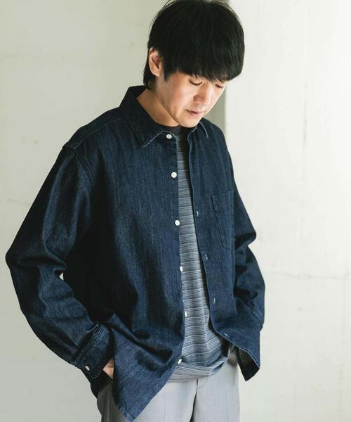 URBAN RESEARCH DOORS（アーバンリサーチドアーズ）の「デニムレギュラーカラーシャツ（シャツ/ブラウス・メンズ・ワンウォッシュ/ブルー系その他・LARGE/MEDIUM）」の6枚目の写真