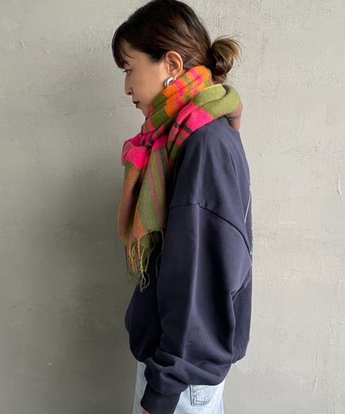 hint hint/ヒントヒント] アクリルコットン大判ストール(オリーブ