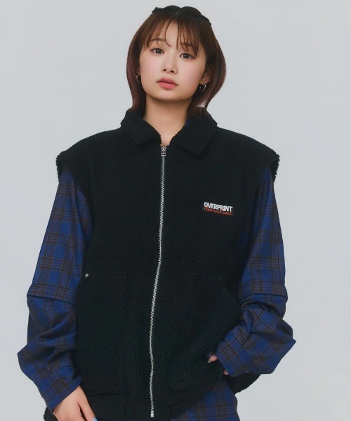 over print(オーバープリント)の「overprint/オーバープリント/VEST SHEEP BOA(その他アウター・レディース・ブラック・M)」の1枚目の写真