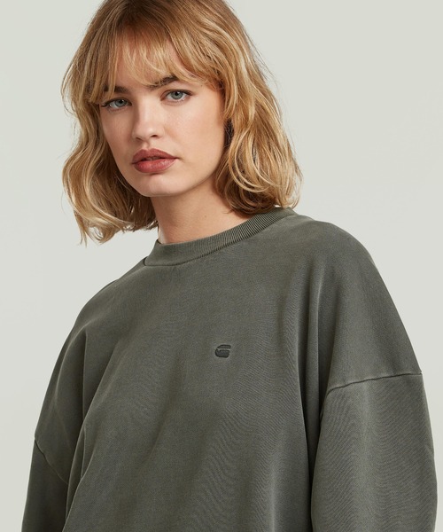 G-STAR（ジースター）の「【UNISEX】Puckering Sweater/ウォッシュド加工オーバーサイズ立体スリーブデザインスウェット/トレーナー（スウェット・レディース・グレー/ブルー系その他・SMALL/MEDIUM/X-SMALL）」の5枚目の写真