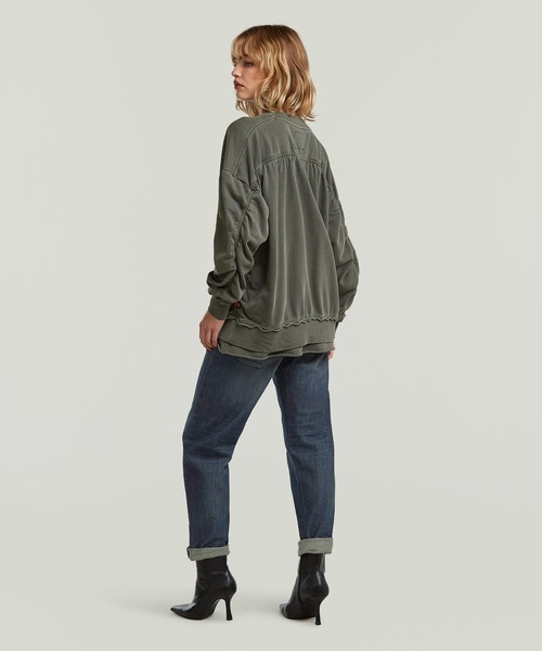 G-STAR（ジースター）の「【UNISEX】Puckering Sweater/ウォッシュド加工オーバーサイズ立体スリーブデザインスウェット/トレーナー（スウェット・レディース・グレー/ブルー系その他・SMALL/MEDIUM/X-SMALL）」の4枚目の写真