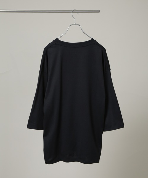 NANO universe（ナノユニバース）の「Anti Soaked(R) 汗染み防止 クルーネックワイドTシャツ七分袖（Tシャツ/カットソー・メンズ・ブラック/ホワイト・L/M）」の3枚目の写真