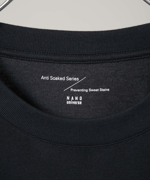 NANO universe（ナノユニバース）の「Anti Soaked(R) 汗染み防止 クルーネックワイドTシャツ七分袖（Tシャツ/カットソー・メンズ・ブラック/ホワイト・L/M）」の8枚目の写真