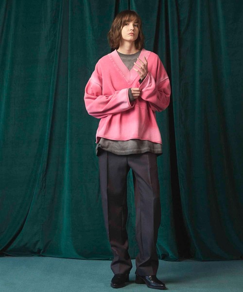 UNISEX》Gradation Short Length Prime-Over V-Neck Knit Pullover
