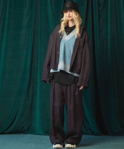 UNISEX》Gradation Short Length Prime-Over V-Neck Knit Pullover