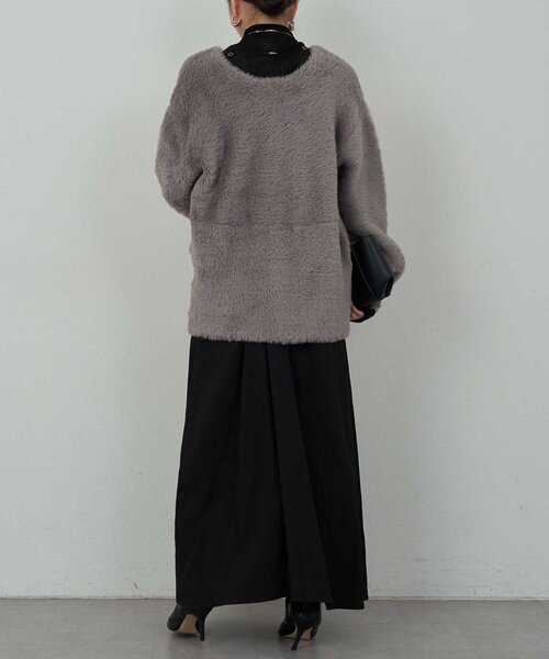 GALLARDAGALANTE（ガリャルダガランテ）の「【2WAY】フェザーヤーンカーデ（カーディガン/ボレロ・レディース・ライトグレー/ブラウン/アイボリー・FREE）」の6枚目の写真