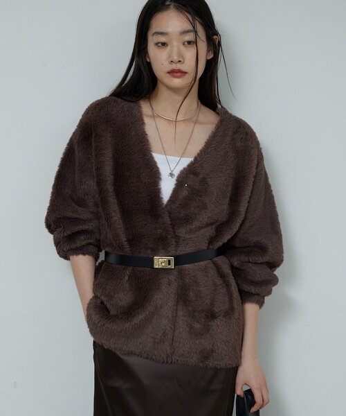 GALLARDAGALANTE（ガリャルダガランテ）の「【2WAY】フェザーヤーンカーデ（カーディガン/ボレロ・レディース・ライトグレー/ブラウン/アイボリー・FREE）」の11枚目の写真