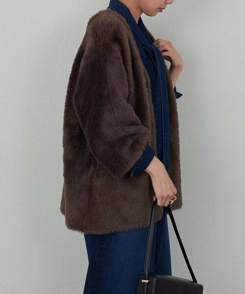 GALLARDAGALANTE（ガリャルダガランテ）の「【2WAY】フェザーヤーンカーデ（カーディガン/ボレロ・レディース・ライトグレー/ブラウン/アイボリー・FREE）」の19枚目の写真