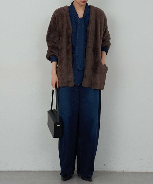 GALLARDAGALANTE（ガリャルダガランテ）の「【2WAY】フェザーヤーンカーデ（カーディガン/ボレロ・レディース・ライトグレー/ブラウン/アイボリー・FREE）」の21枚目の写真