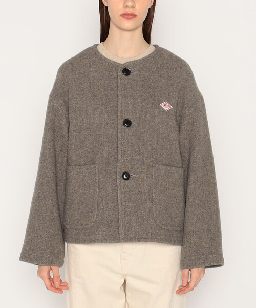 DANTON(ダントン)の「WOMEN'S WOOL LIGHT PILE COLLARLESS JACKET(ノーカラーコート・レディース・グレー/ネイビー/ベージュ/ベージュ系その他・38/36/34)」の7枚目の写真