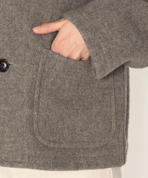 DANTON(ダントン)の「WOMEN'S WOOL LIGHT PILE COLLARLESS JACKET(ノーカラーコート・レディース・グレー/ネイビー/ベージュ/ベージュ系その他・38/36/34)」の14枚目の写真