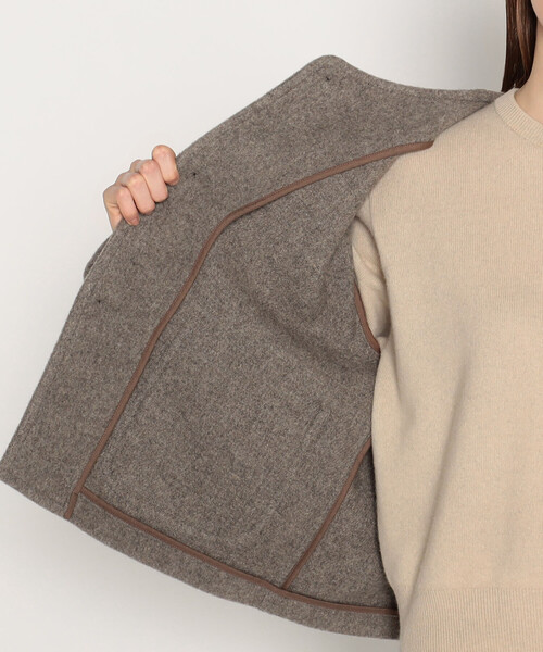 DANTON(ダントン)の「WOMEN'S WOOL LIGHT PILE COLLARLESS JACKET(ノーカラーコート・レディース・グレー/ネイビー/ベージュ/ベージュ系その他・38/36/34)」の16枚目の写真