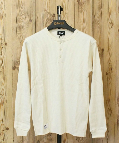 schott（ショット）の「ARMY RIB HENLEY LS T-SHIRT（Tシャツ/カットソー・メンズ・チャコール/アイボリー・M/L/XL/XXL）」の2枚目の写真