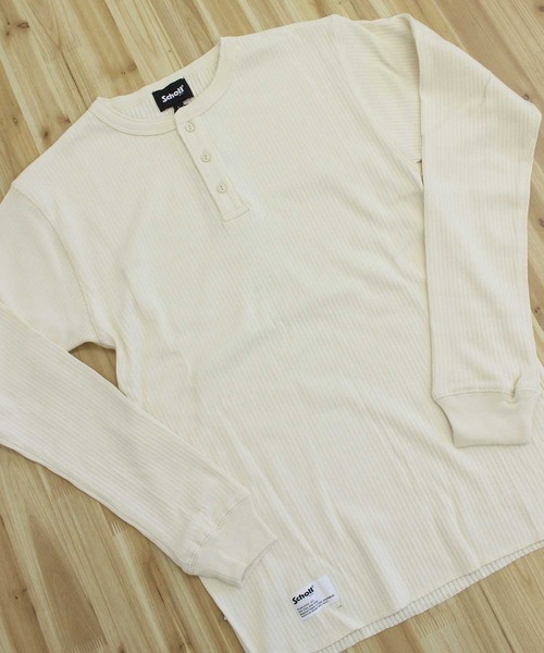 schott（ショット）の「ARMY RIB HENLEY LS T-SHIRT（Tシャツ/カットソー・メンズ・チャコール/アイボリー・M/L/XL/XXL）」の5枚目の写真
