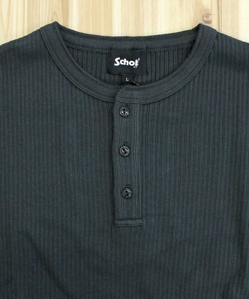 schott（ショット）の「ARMY RIB HENLEY LS T-SHIRT（Tシャツ/カットソー・メンズ・チャコール/アイボリー・M/L/XL/XXL）」の9枚目の写真