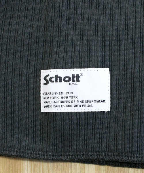schott（ショット）の「ARMY RIB HENLEY LS T-SHIRT（Tシャツ/カットソー・メンズ・チャコール/アイボリー・M/L/XL/XXL）」の11枚目の写真