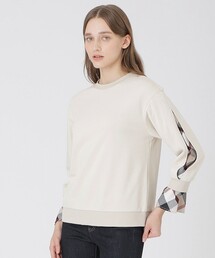 ブルーレーベルクレストブリッジ ☆ピンクチェックプルオーバー/カットソー☆36/シフォン素材/バーバリーブルーレーベル/難あり BLUE LABEL ⁄ BLACK LABEL CRESTBRIDGE｜ブルーレーベル ⁄ ブラック