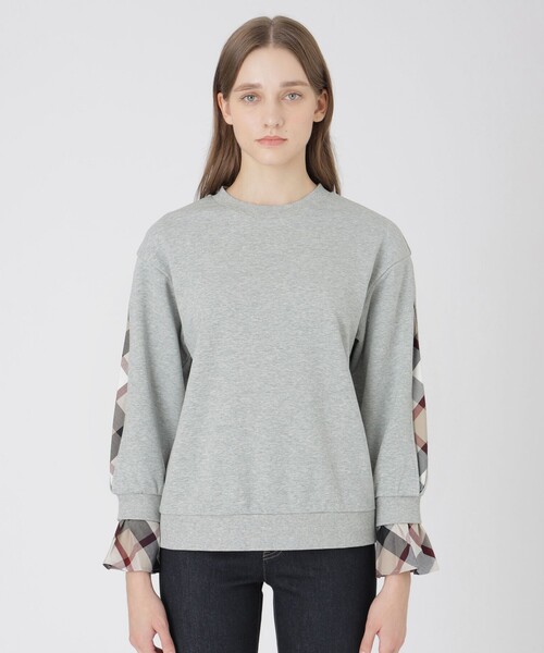 BLUE LABEL CRESTBRIDGE（ブルーレーベルクレストブリッジ）の「アームスリットパーシャルチェックプルオーバー（Tシャツ/カットソー・レディース・ブラック/グレー系その他/ベージュ・38）」の5枚目の写真