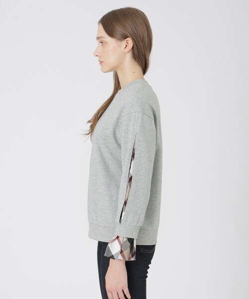 BLUE LABEL CRESTBRIDGE（ブルーレーベルクレストブリッジ）の「アームスリットパーシャルチェックプルオーバー（Tシャツ/カットソー・レディース・ブラック/グレー系その他/ベージュ・38）」の6枚目の写真