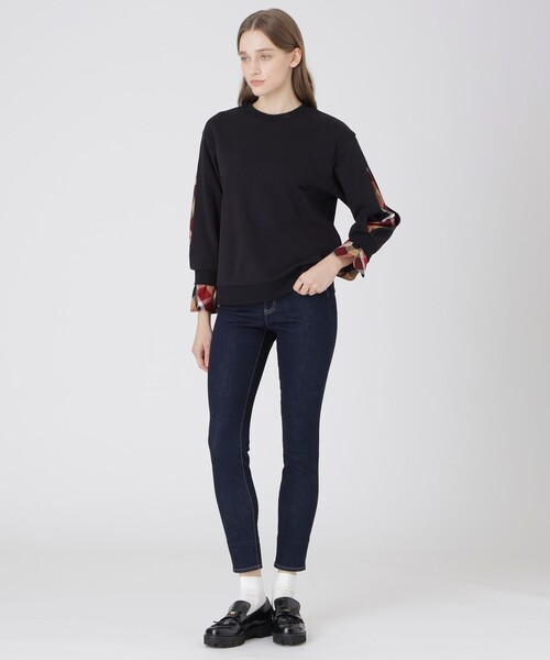 BLUE LABEL CRESTBRIDGE（ブルーレーベルクレストブリッジ）の「アームスリットパーシャルチェックプルオーバー（Tシャツ/カットソー・レディース・ブラック/グレー系その他/ベージュ・38）」の9枚目の写真