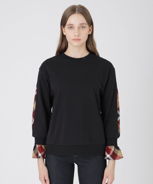 BLUE LABEL CRESTBRIDGE（ブルーレーベルクレストブリッジ）の「アームスリットパーシャルチェックプルオーバー（Tシャツ/カットソー・レディース・ブラック/グレー系その他/ベージュ・38）」の10枚目の写真