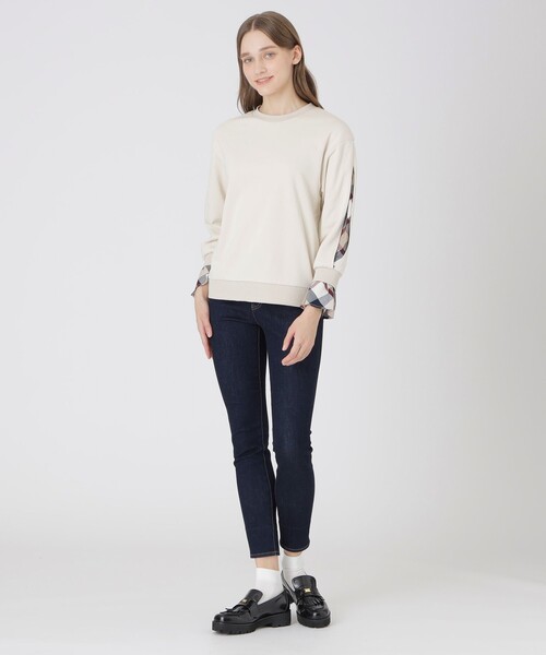 BLUE LABEL CRESTBRIDGE（ブルーレーベルクレストブリッジ）の「アームスリットパーシャルチェックプルオーバー（Tシャツ/カットソー・レディース・ブラック/グレー系その他/ベージュ・38）」の14枚目の写真