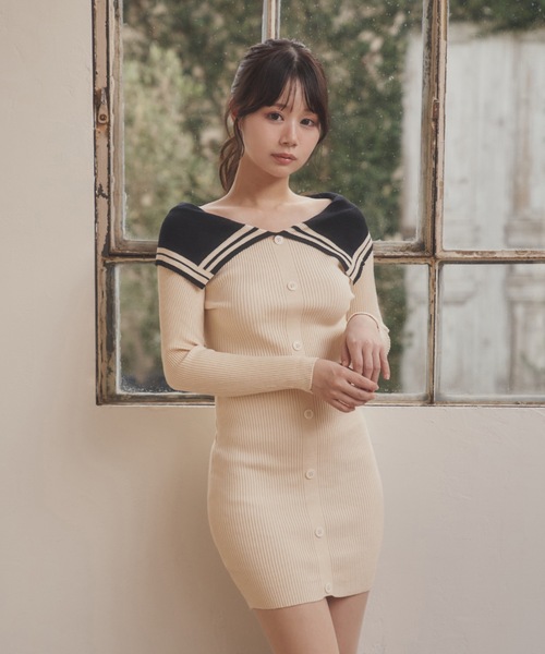 line collar sirena mini dress/ラインカラーシレーナミニドレス