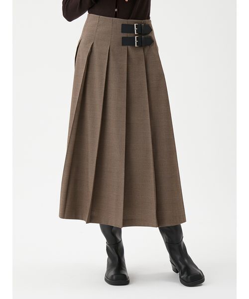 バックル付きOneWAYプリーツスカート（スカート）｜Mila Owen（ミラ