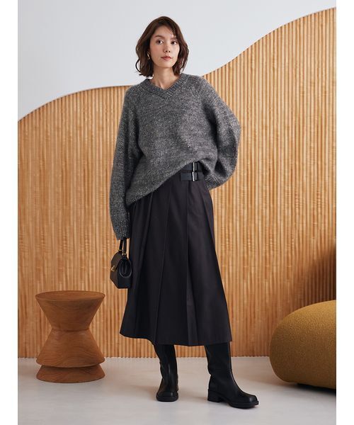 バックル付きOneWAYプリーツスカート（スカート）｜Mila Owen（ミラ