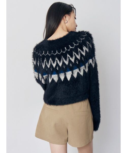 MURUA(ムルーア)の「ノルディッククロップドニット(ニット/セーター・レディース・ブラック/アイボリー・FREE)」の8枚目の写真