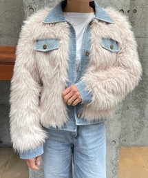 ROGER AND RAW（ロジャーアンドロウ）の「デニムドッキングフェイクファージャケット（その他アウター）」