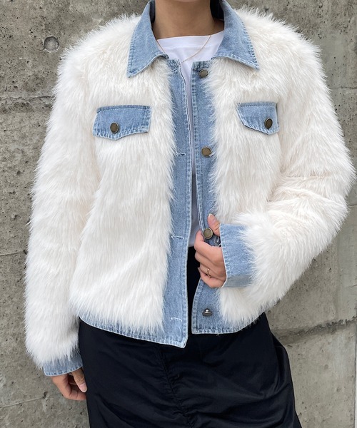 セール】デニムドッキングフェイクファージャケット（その他アウター