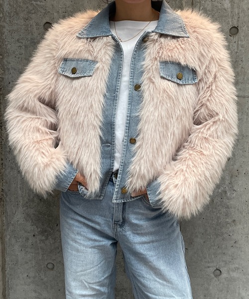 セール】デニムドッキングフェイクファージャケット（その他アウター