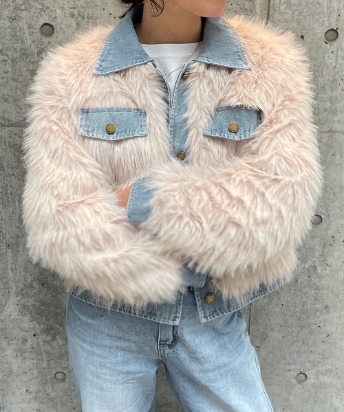 セール】デニムドッキングフェイクファージャケット（その他アウター