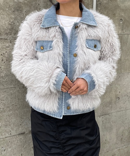 セール】デニムドッキングフェイクファージャケット（その他アウター