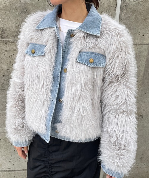 セール】デニムドッキングフェイクファージャケット（その他アウター