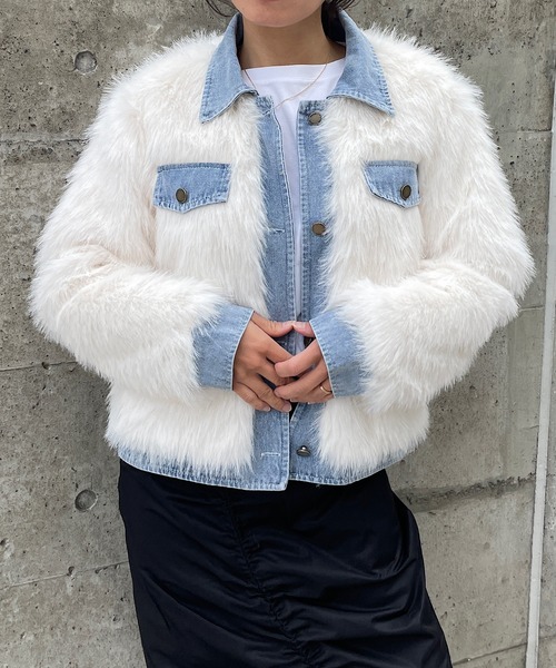 セール】デニムドッキングフェイクファージャケット（その他アウター