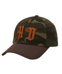 HOODHOOD（フッドフッド）の「HD アーティフィシャルレザーアップリケカモボールキャップカーキ（キャップ）」