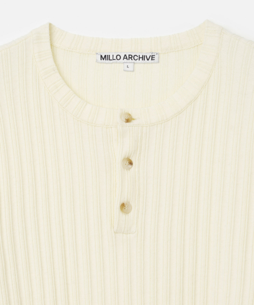 Millo Archive（ミロ アーカイブ）の「ドラフトヘンリーネックニット [アイボリー]（ニット/セーター・メンズ・その他・MEDIUM/LARGE/X-LARGE）」の2枚目の写真