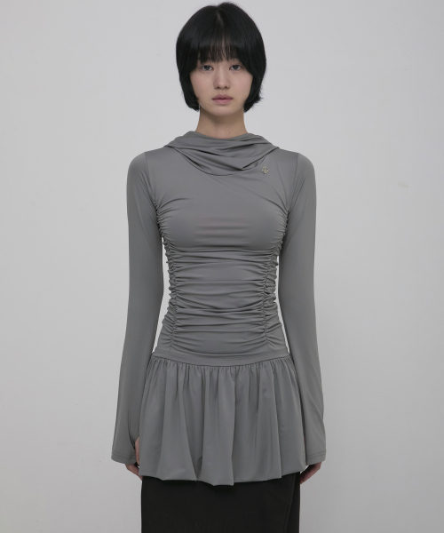 FLAREUP(フレアアップ)の「Hooded High Neck Long Dress (FL-185_Gray)(ワンピース・レディース・グレー・OS)」の2枚目の写真